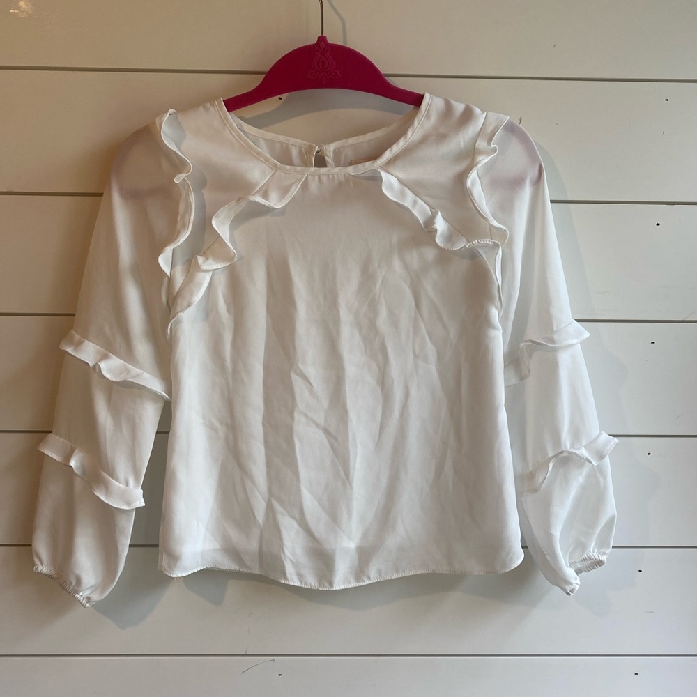 Gianni Bini Girls Chiffon Ruffle Long-Sleeve Blouse